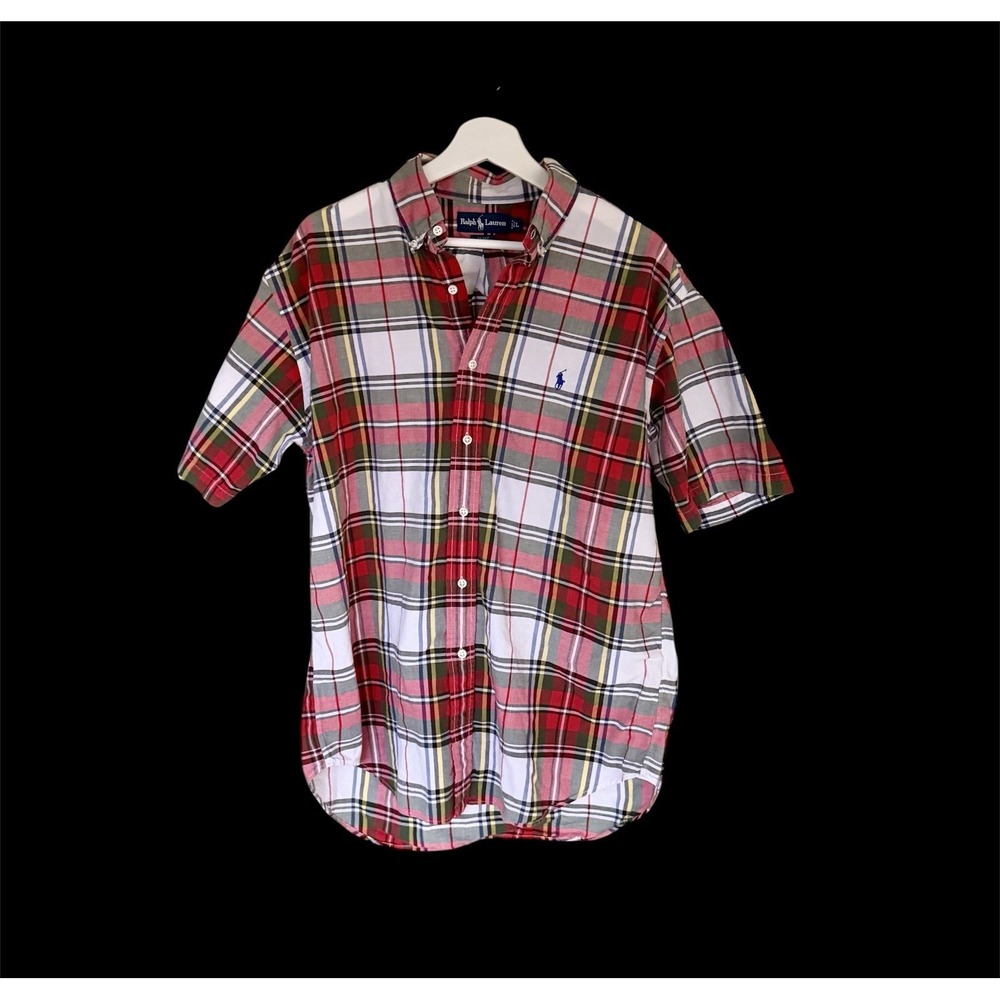Vintage Ralph Lauren Blake Shirt Large Holiday Plaid Short‎ Sleeve Button Up